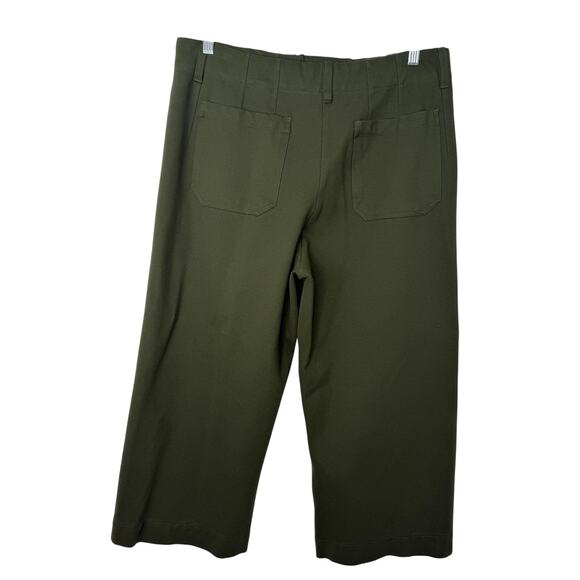 Quince Ultra-Stretch Ponte Cropped Wide-Leg Pants Olive Green Size 16 - Picture 3 of 10